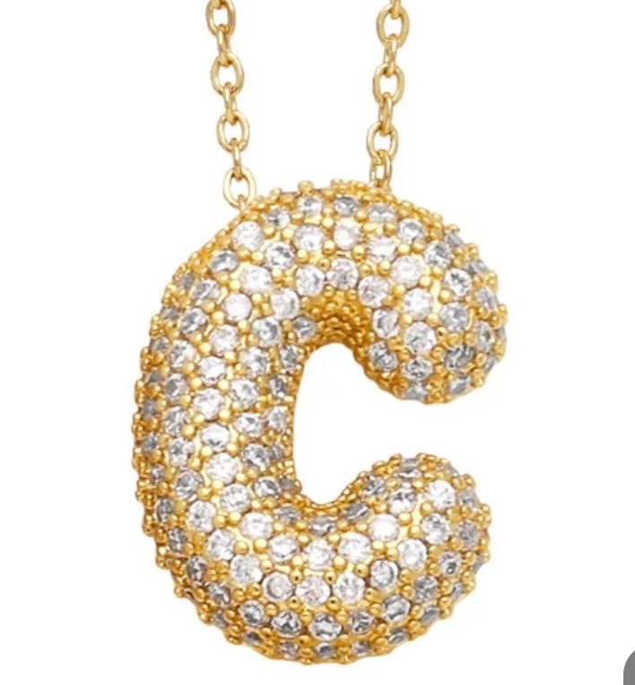 Blinged Bubble Letter Necklace
