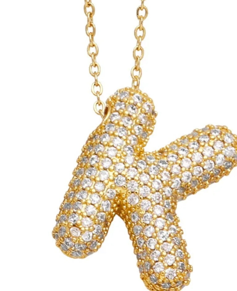Blinged Bubble Letter Necklace