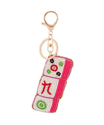 Beaded Mahjong Tile Bag Charm