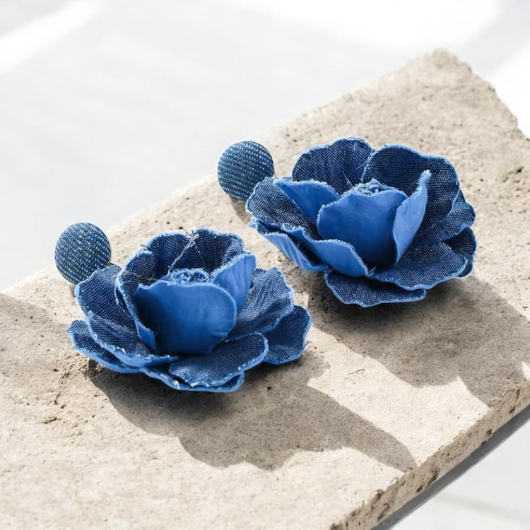 Denim Bloom Statement Earrings