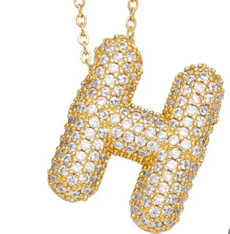 Blinged Bubble Letter Necklace