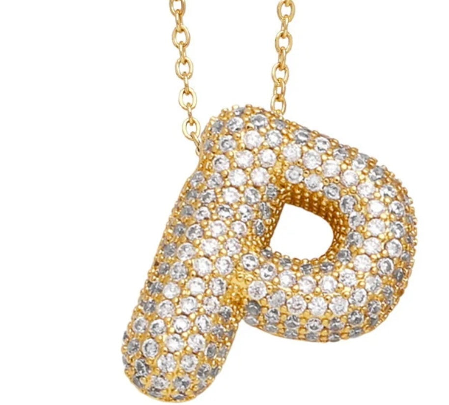 Blinged Bubble Letter Necklace