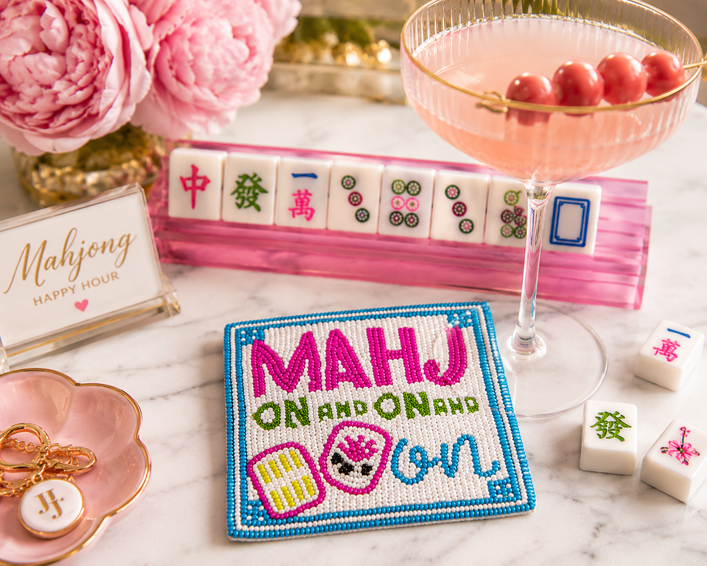 Mahj on and On Beaded Luxury Cocktail Coaster – Junk by Joni