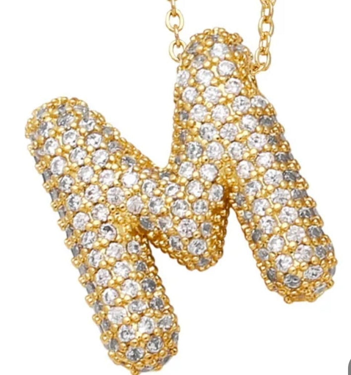 Blinged Bubble Letter Necklace