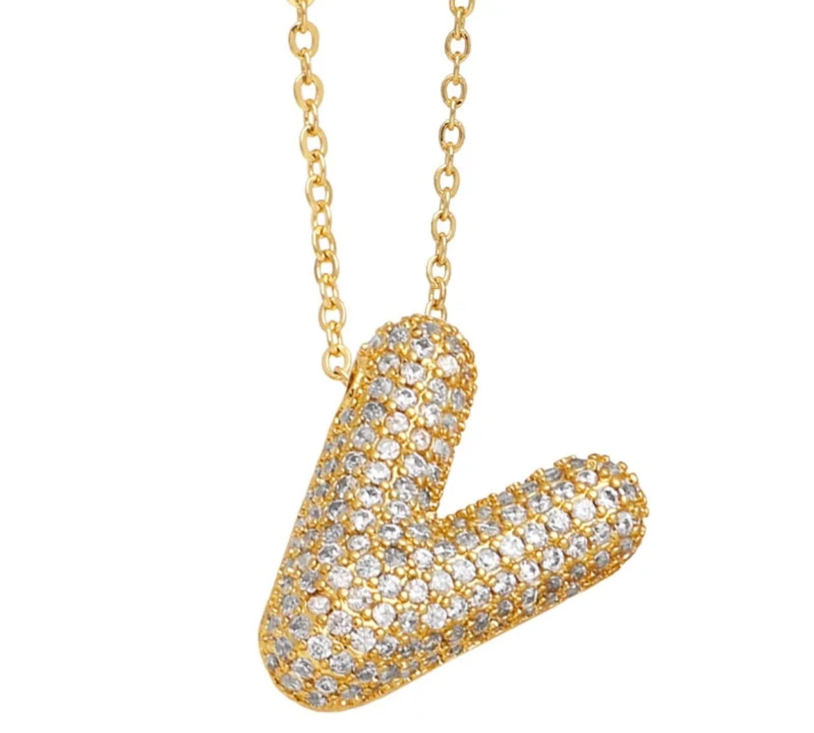 Blinged Bubble Letter Necklace