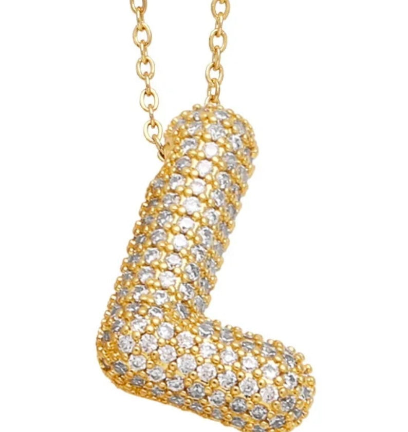 Blinged Bubble Letter Necklace