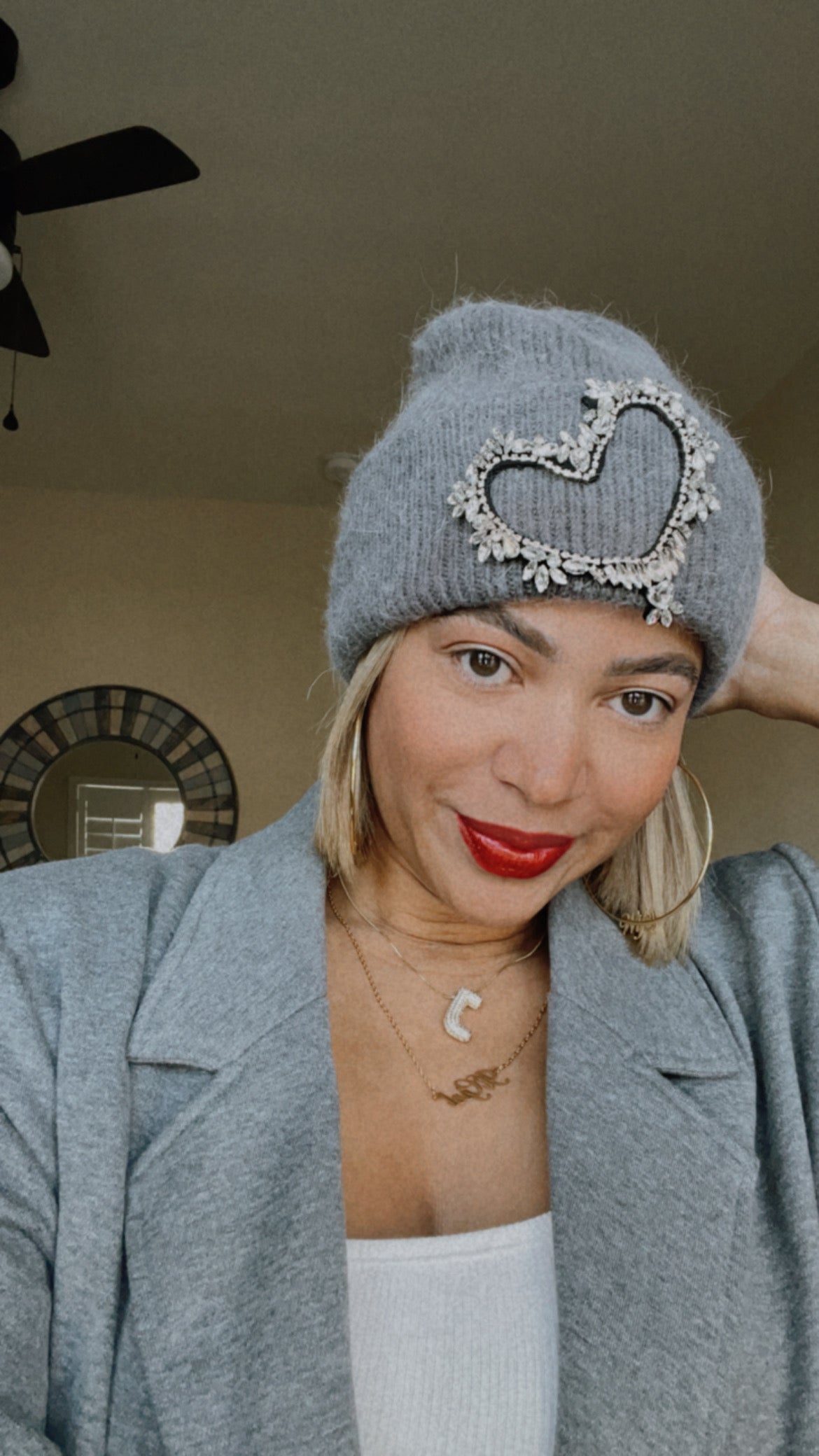 Diamond Heart Knit Hat