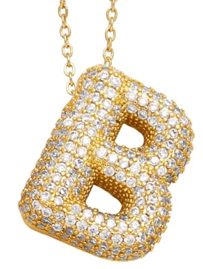 Blinged Bubble Letter Necklace