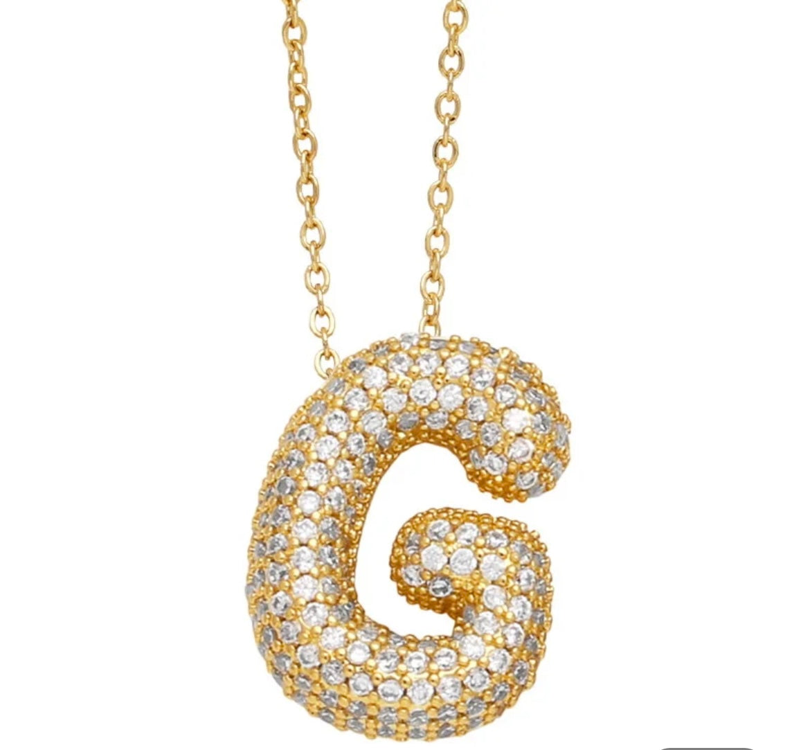 Blinged Bubble Letter Necklace