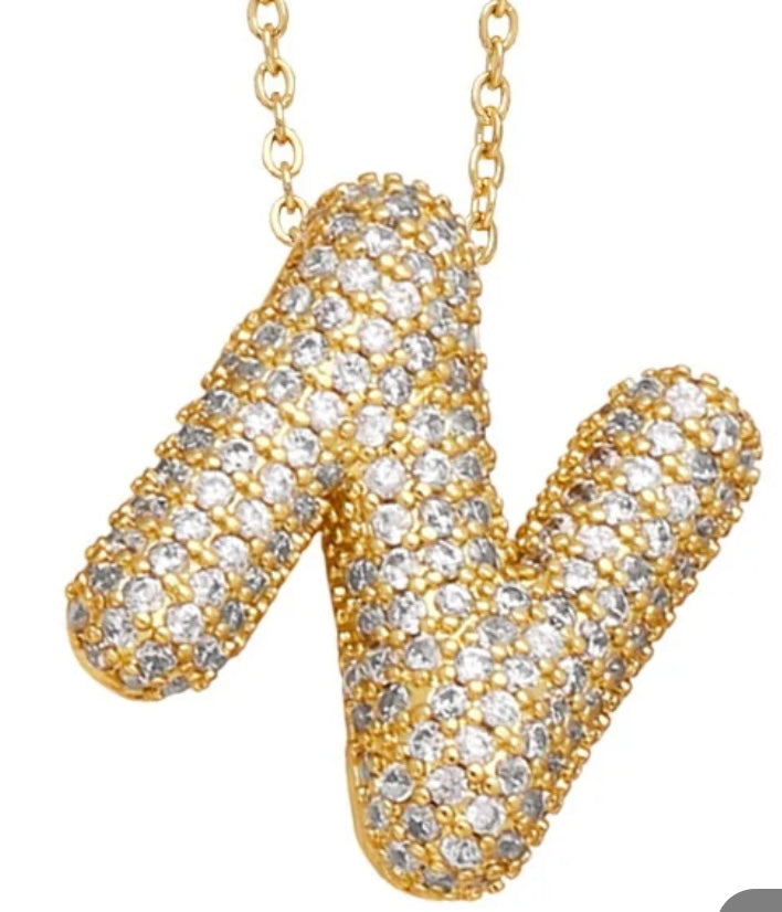 Blinged Bubble Letter Necklace