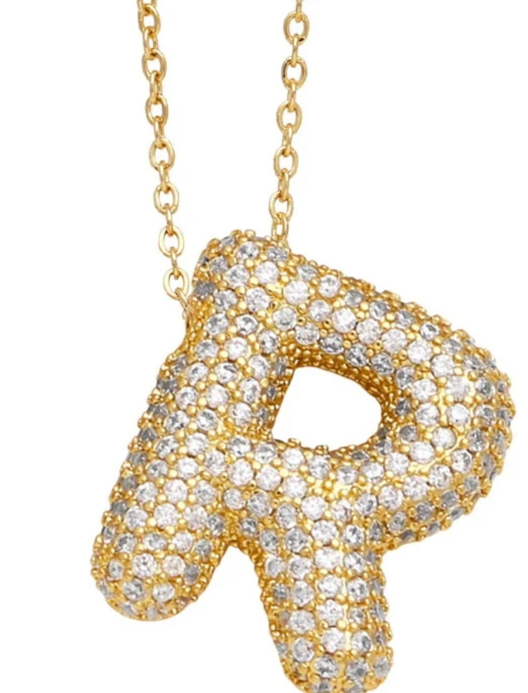 Blinged Bubble Letter Necklace