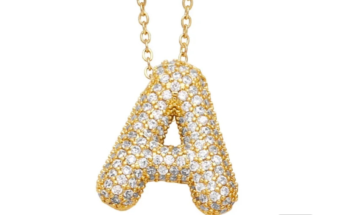 Blinged Bubble Letter Necklace