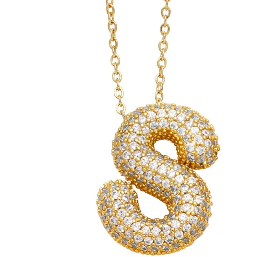 Blinged Bubble Letter Necklace