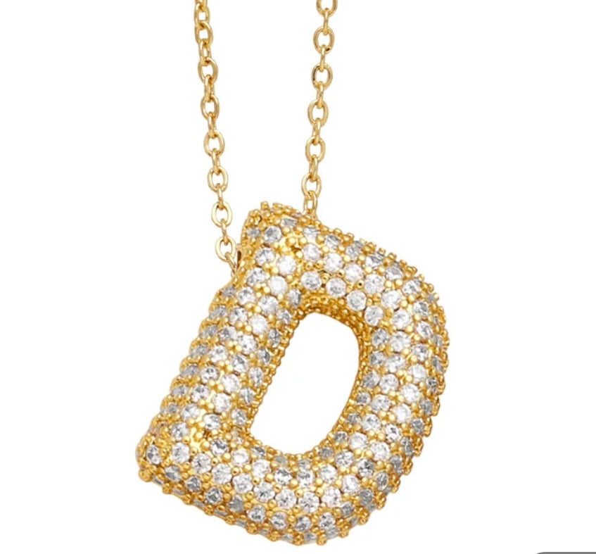 Blinged Bubble Letter Necklace