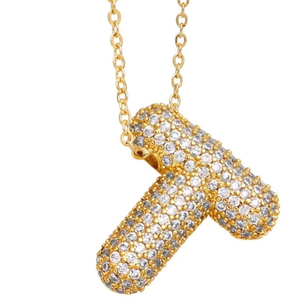 Blinged Bubble Letter Necklace