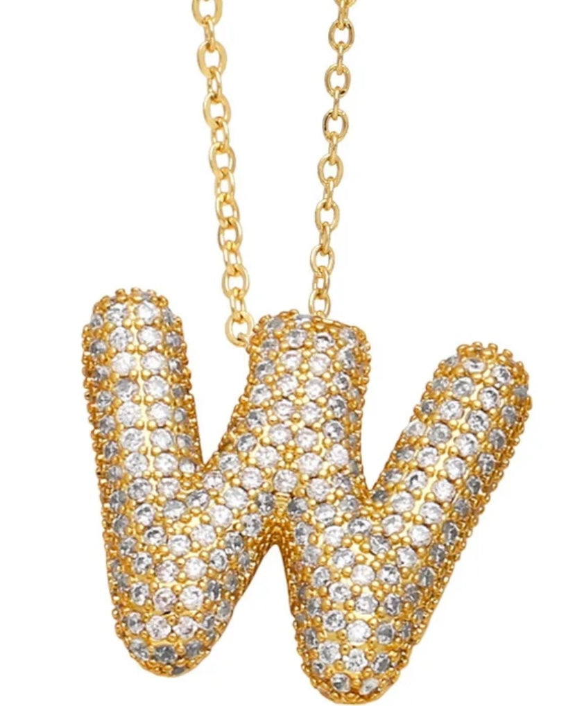 Blinged Bubble Letter Necklace