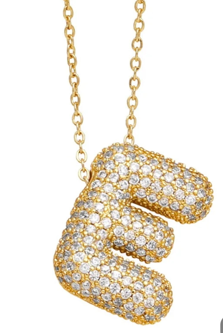 Blinged Bubble Letter Necklace