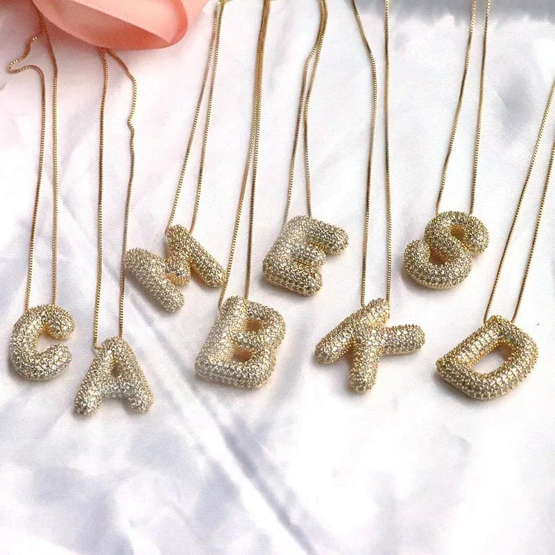 Blinged Bubble Letter Necklace