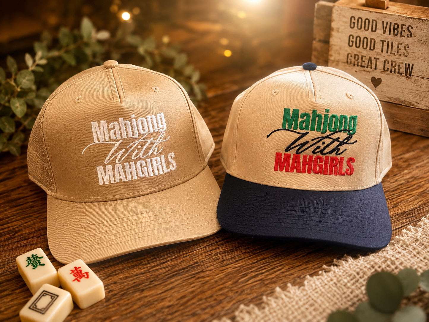 Mahjong with Mahgirls Fitted Cap