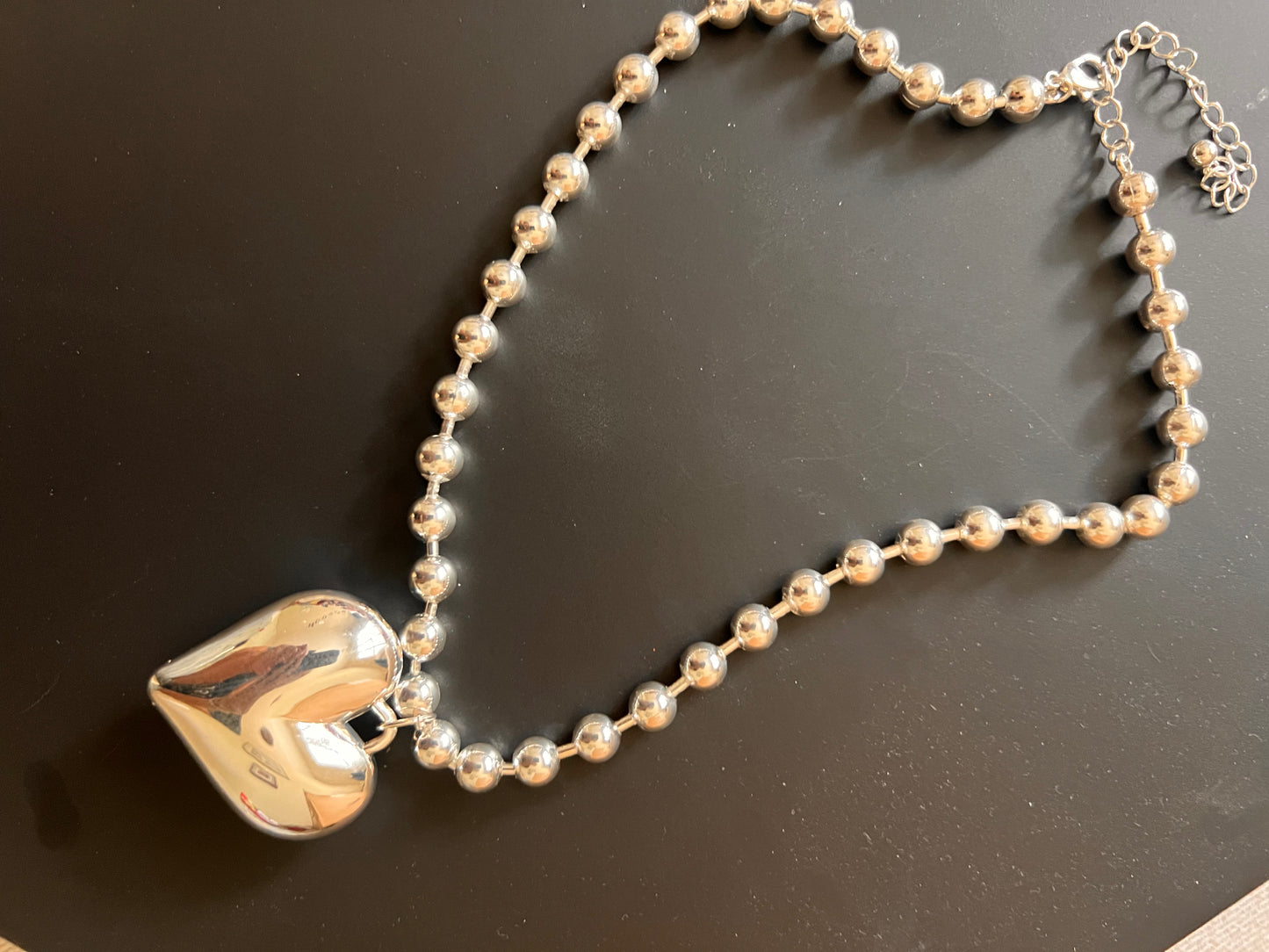 Puffy Heart & Ball Necklace