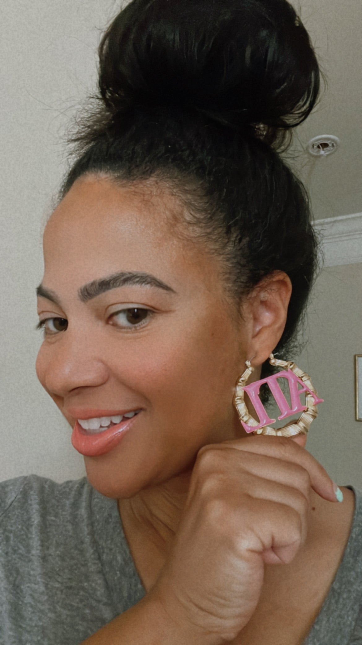 ATL Pink Bamboo Hoops