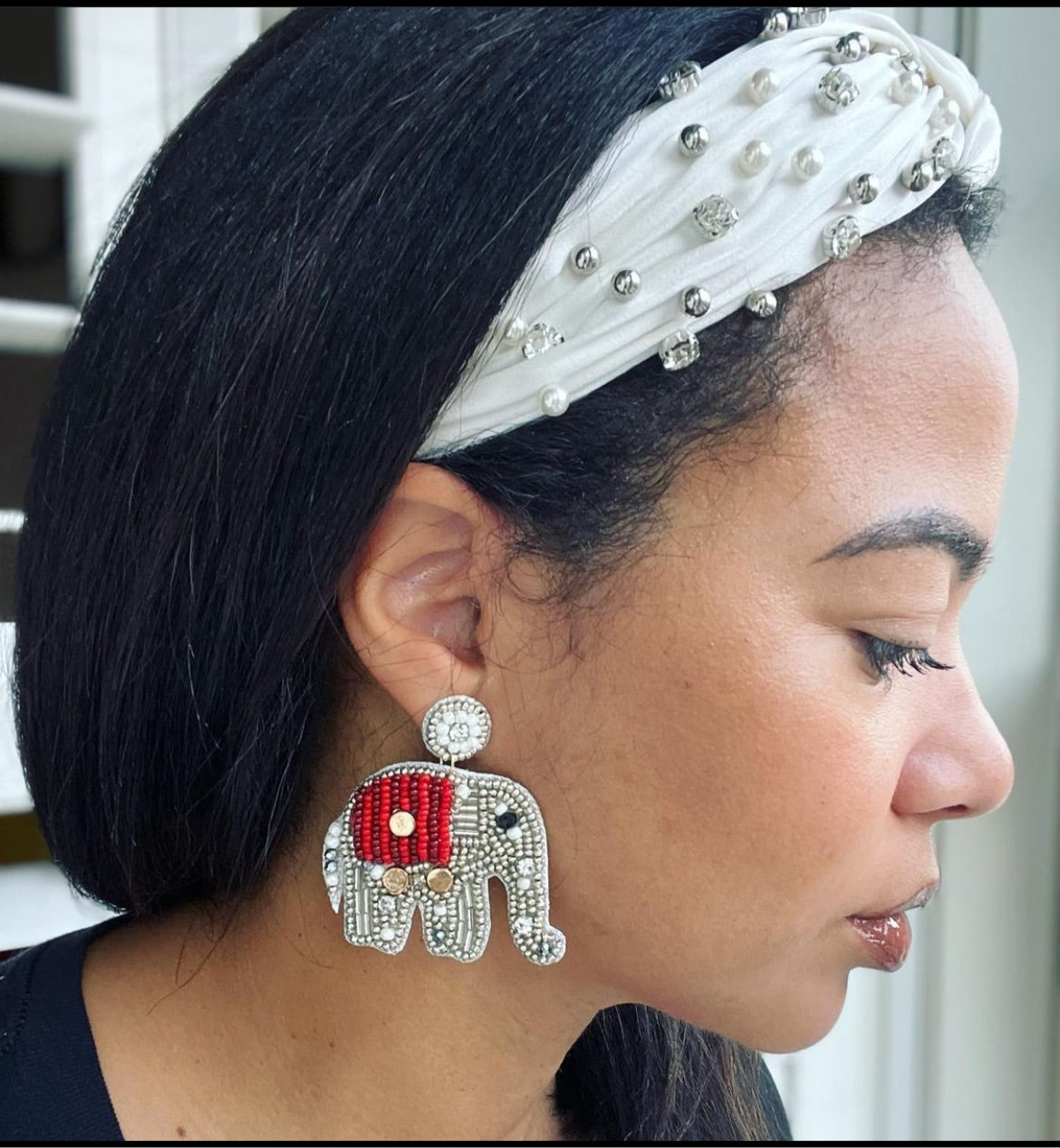 Beaded Elephant Earrings