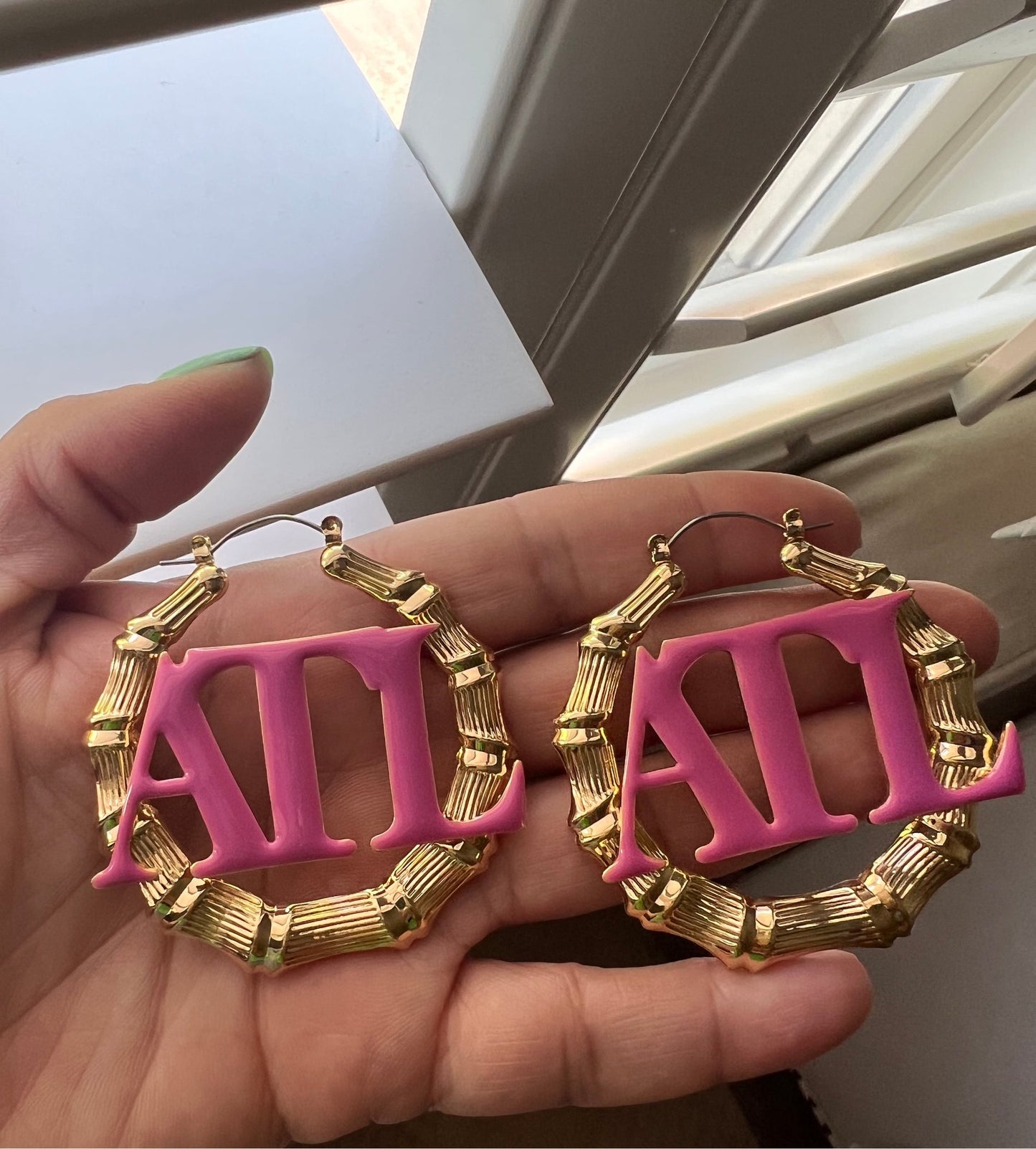 ATL Pink Bamboo Hoops