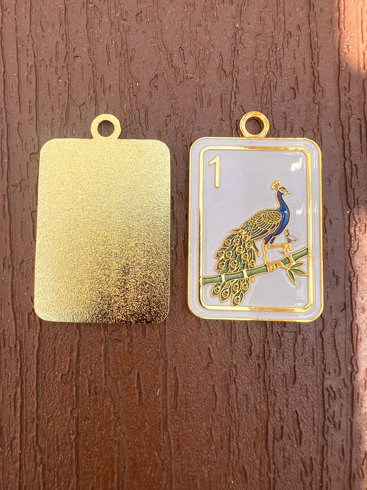 Mahjong Bag Charm | Peacock 1 Bam Tile Key Chain