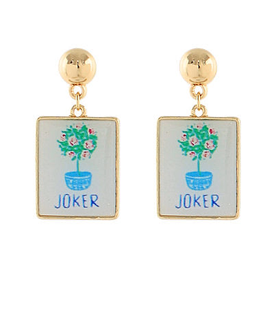 Joker Mahjong Tile Earrings