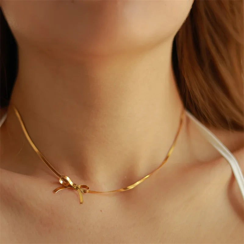Tiny Bow Choker Necklace