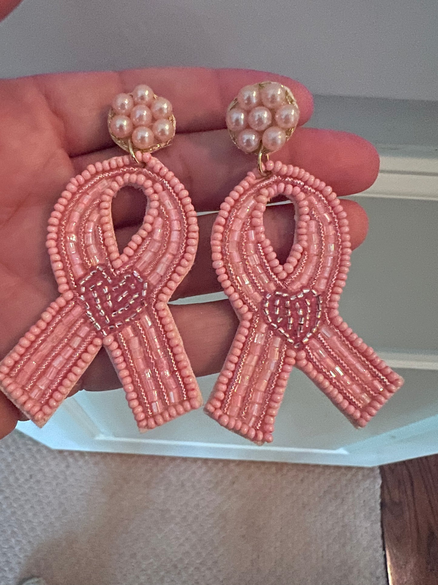 Heart & Pink Ribbon Earrings