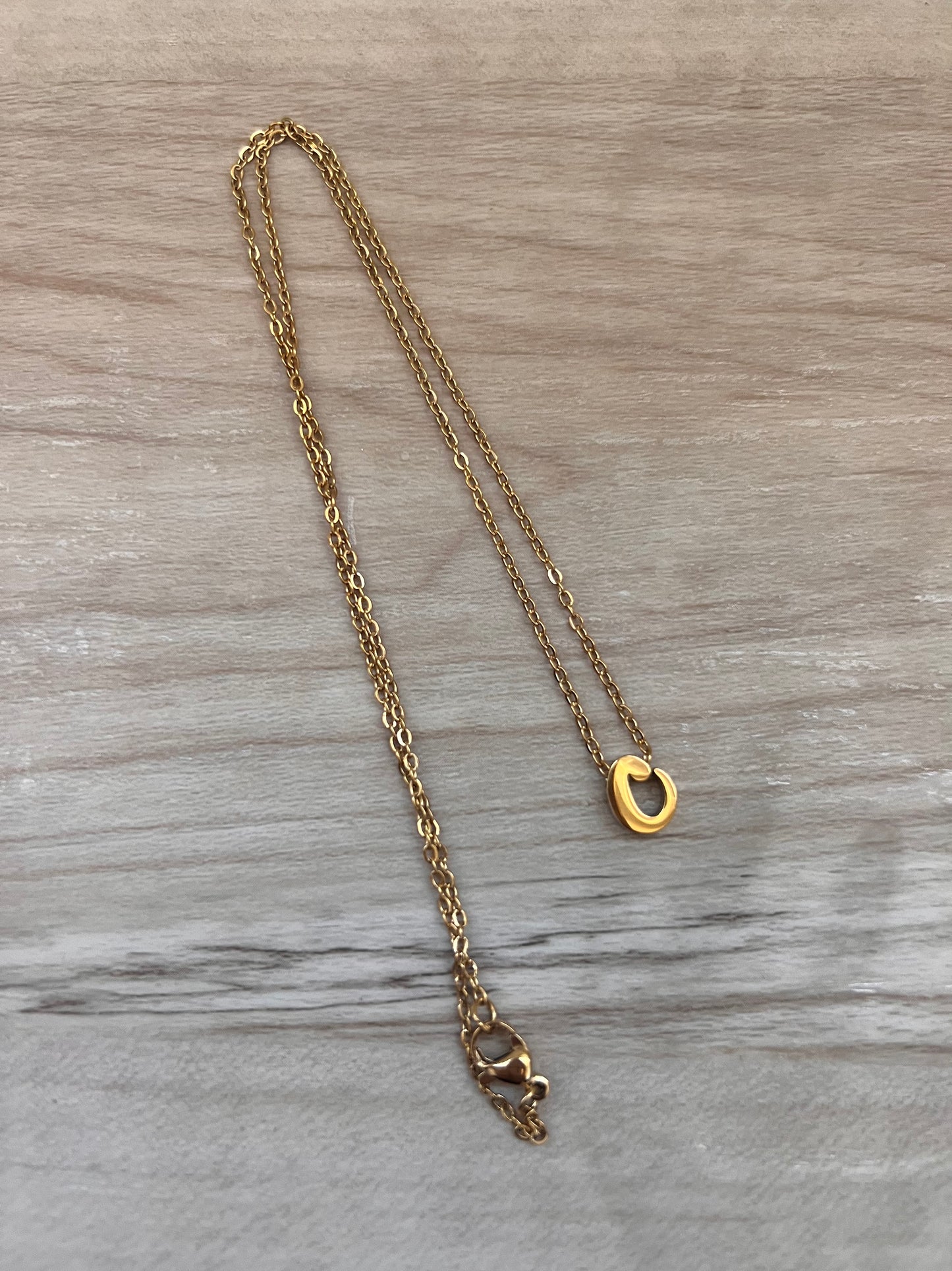 Cute Cursive Initial Necklace -Gold