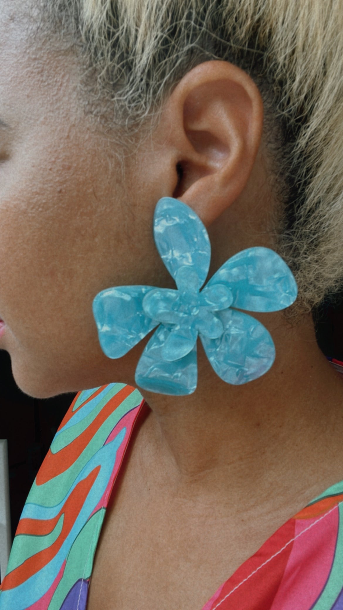 Ocean Blue Exaggerated Earrings