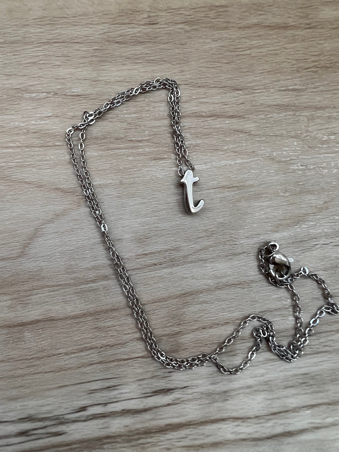 Cute Cursive Initial Necklace -Silver