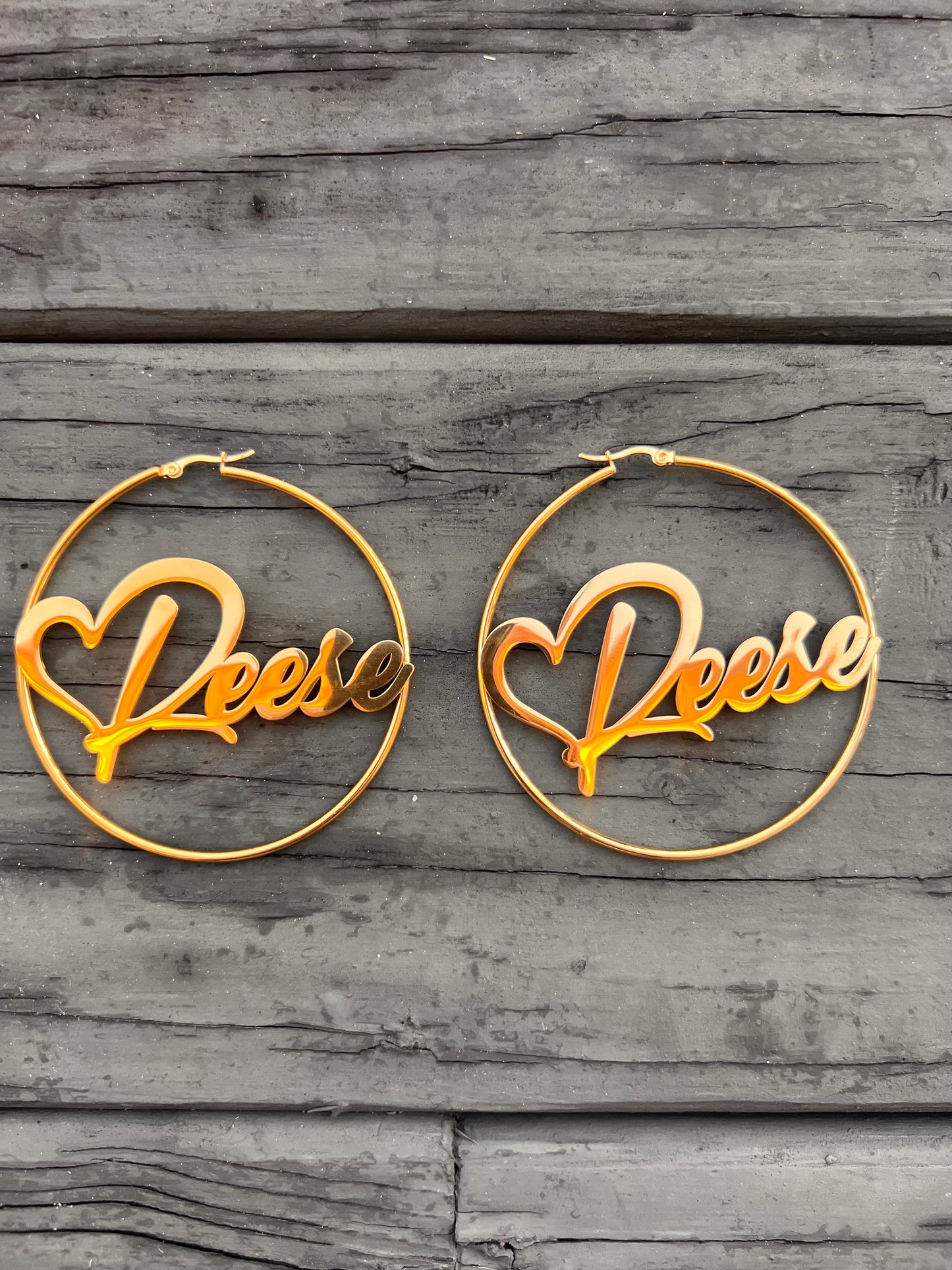 Cursive Heart Custom Hoops