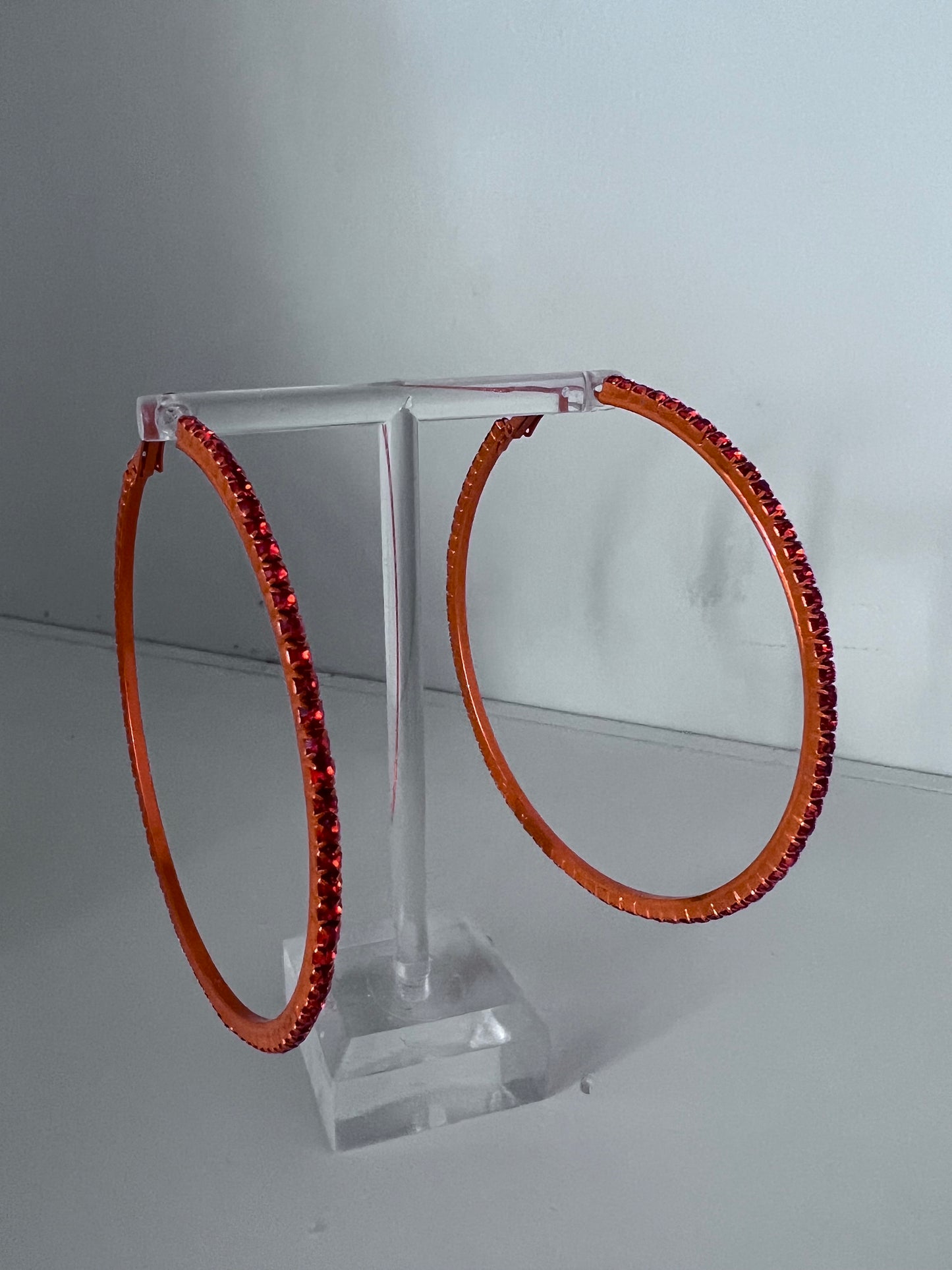 Orange Crystal Hoops