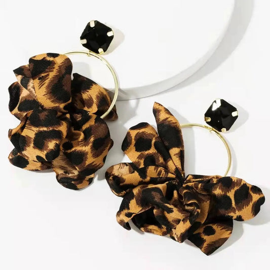 Ruffle Leopard Hoops