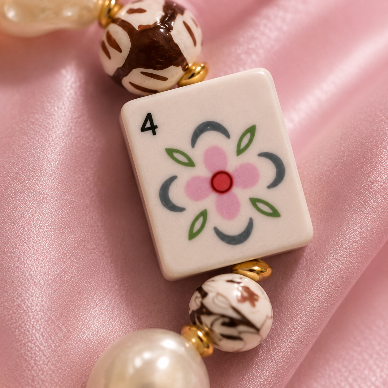 Mahjong Flower Tile Bracelet