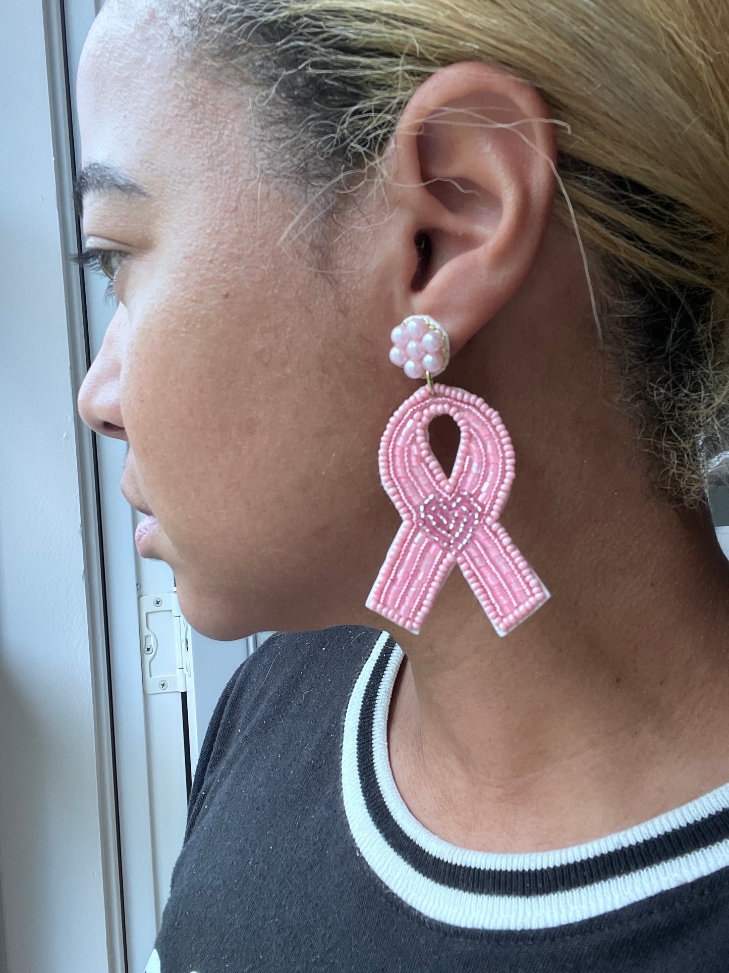 Heart & Pink Ribbon Earrings