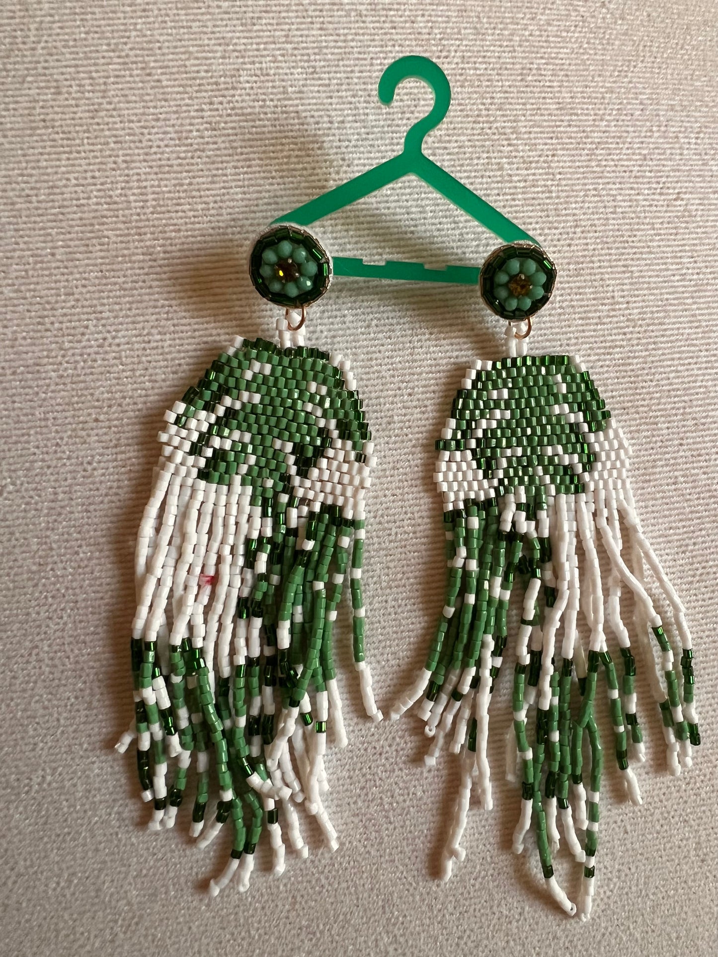 Monstera Pattern Bead Earrings