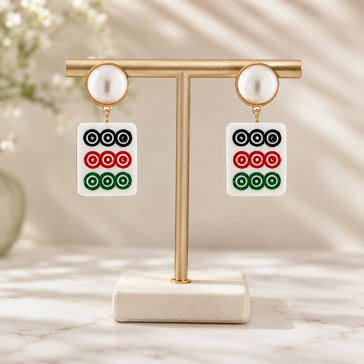 Dot Mahjong Tile Earrings