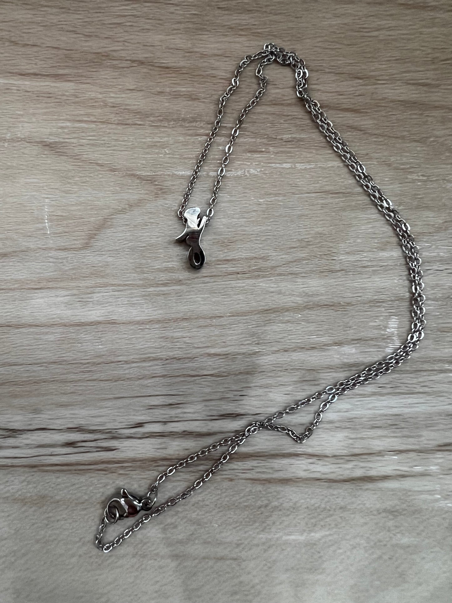 Cute Cursive Initial Necklace -Silver