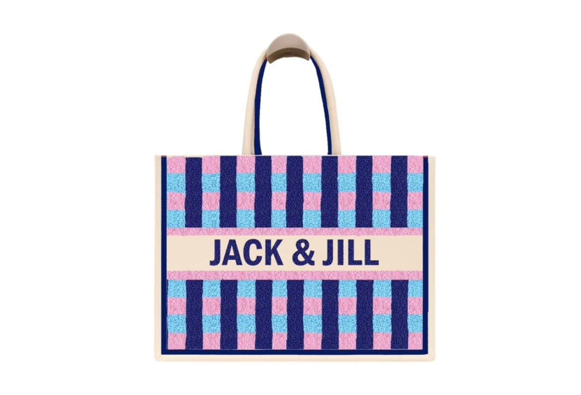 Beaded Jack & Jill Canvas Tote