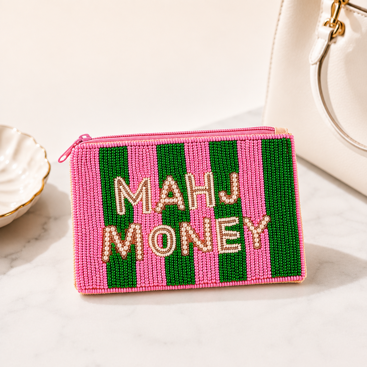 Mahj Money Beaded Coin Pouch