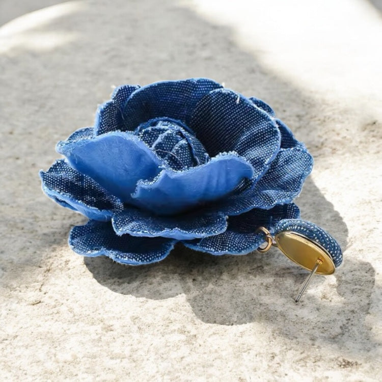 Denim Bloom Statement Earrings