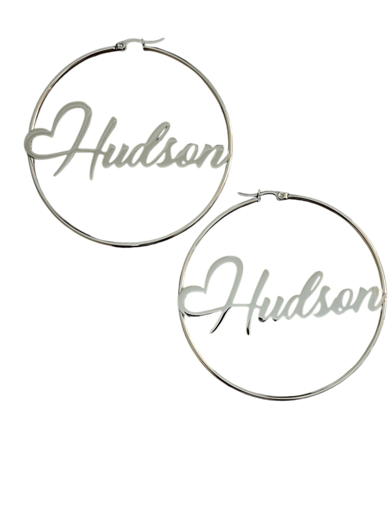 Cursive Heart Custom Hoops