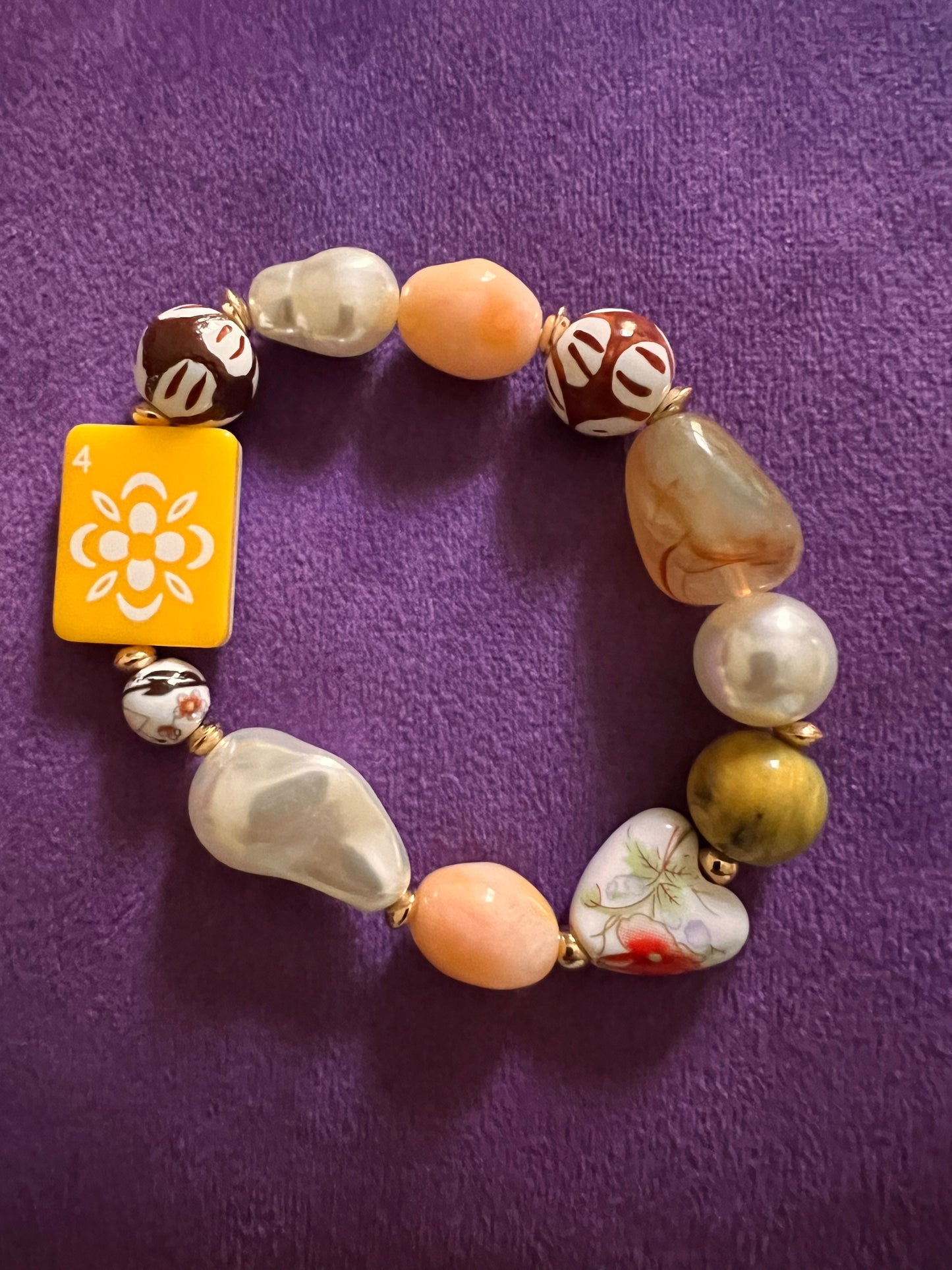 Mahjong Flower Tile Bracelet