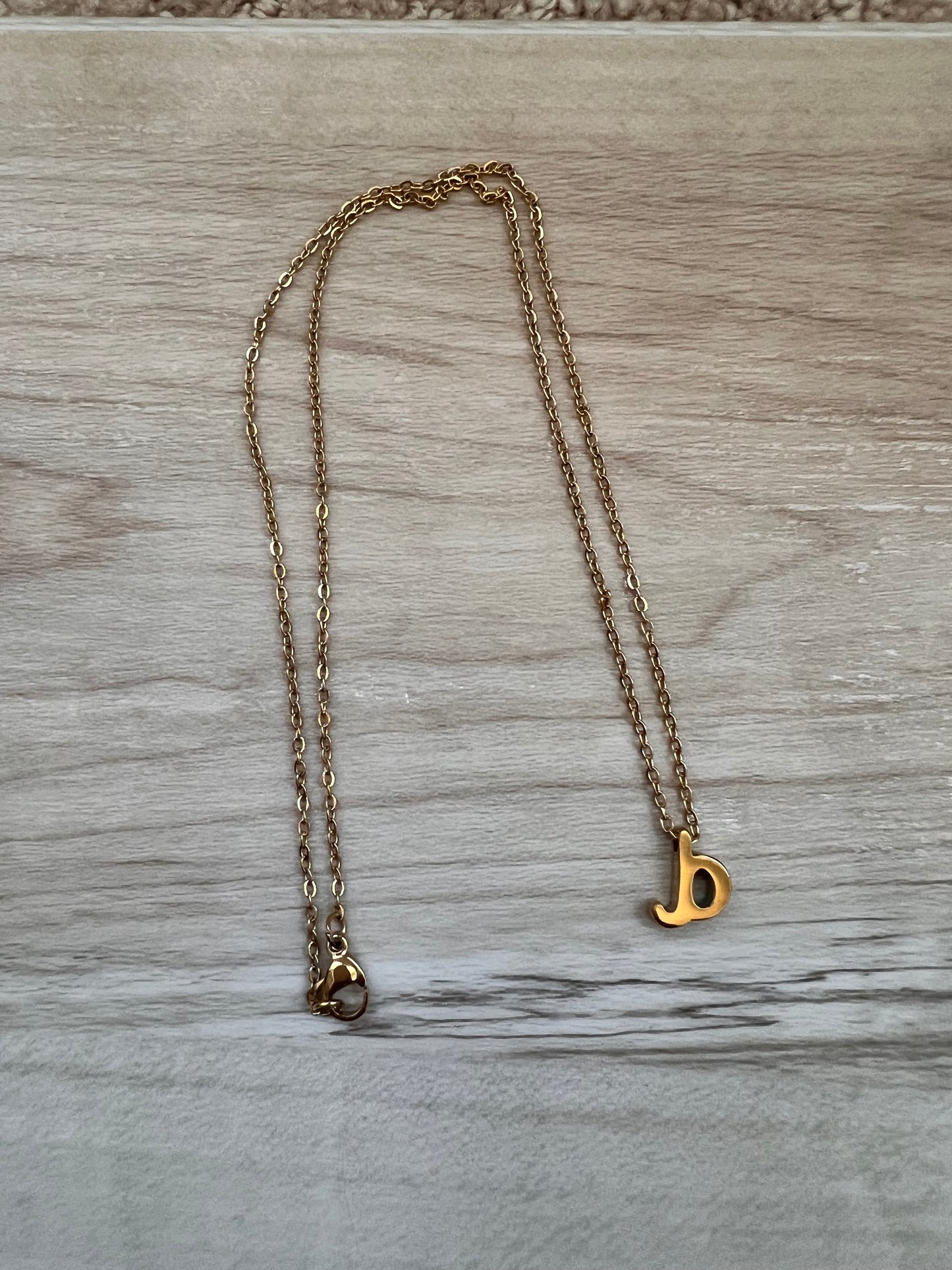 Cute Cursive Initial Necklace -Gold