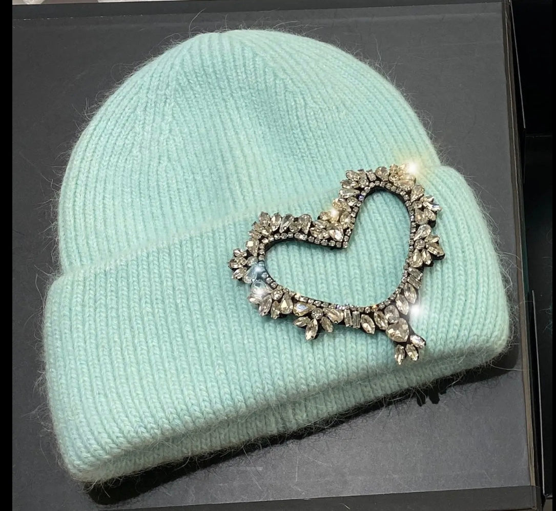 Diamond Heart Knit Hat