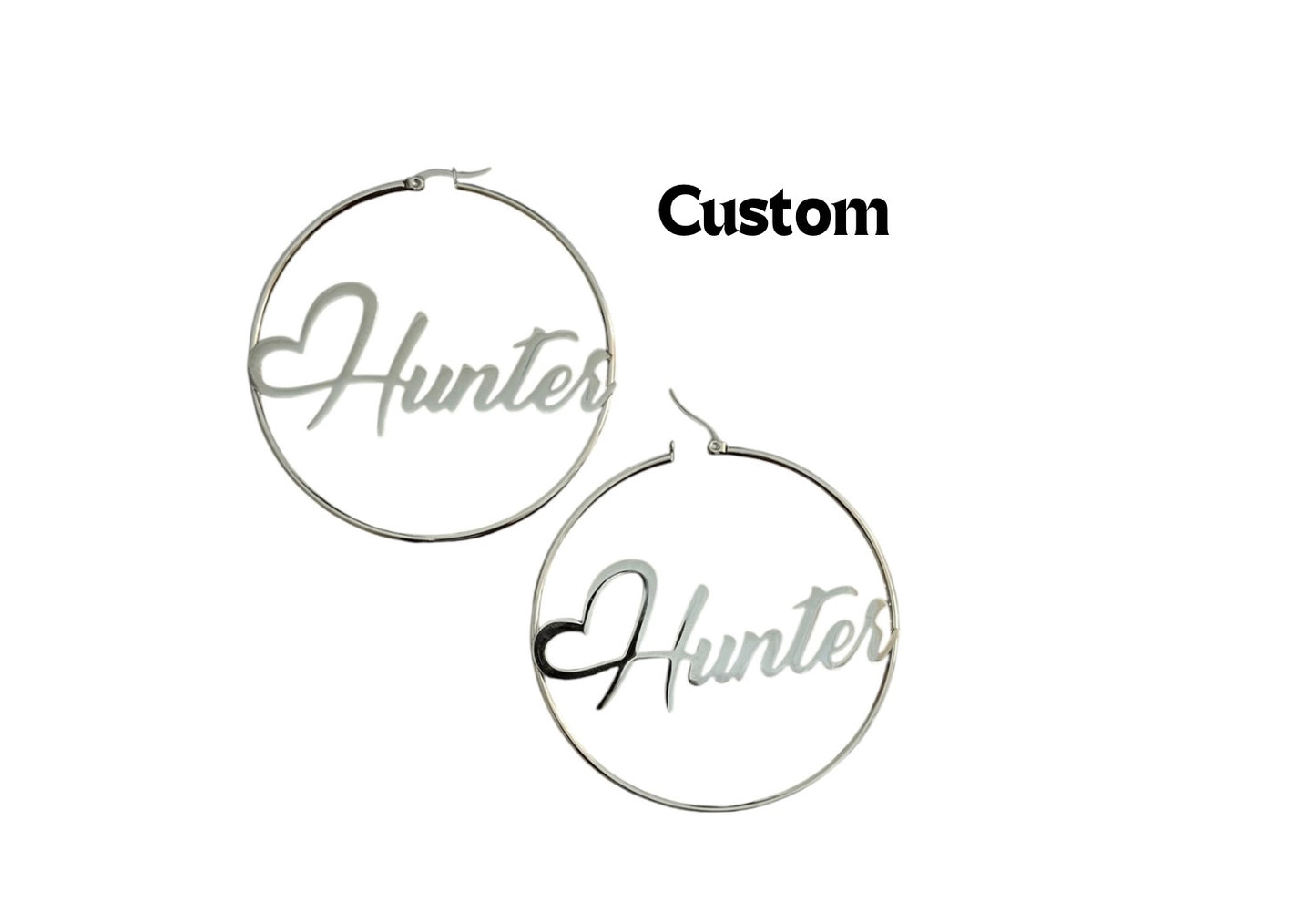 Cursive Heart Custom Hoops